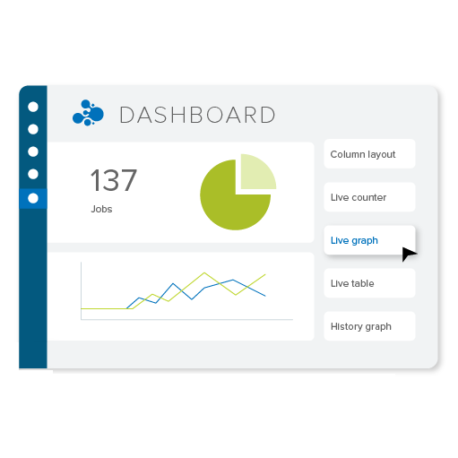 Abstract dashboard with a pie chart